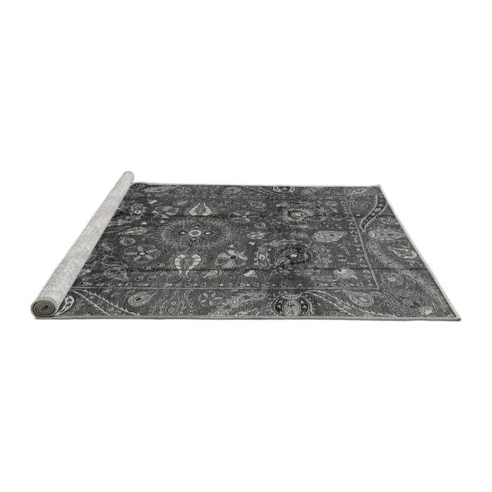 Sideview of Machine Washable Oriental Gray Traditional Rug, wshabs3762gry