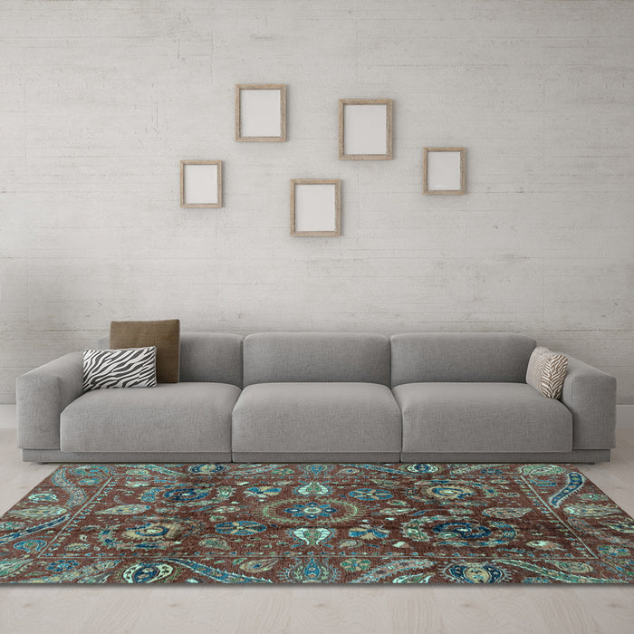 Machine Washable Oriental Light Blue Traditional Rug in a Living Room, wshabs3762lblu