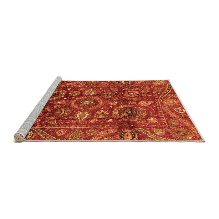 Sideview of Machine Washable Oriental Orange Traditional Area Rugs, wshabs3762org