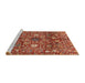 Sideview of Machine Washable Abstract Red Rug, wshabs3763