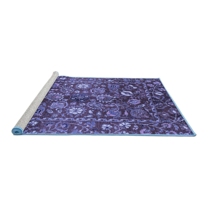 Sideview of Machine Washable Oriental Blue Traditional Rug, wshabs3763blu