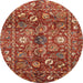 Round Machine Washable Abstract Red Rug, wshabs3763