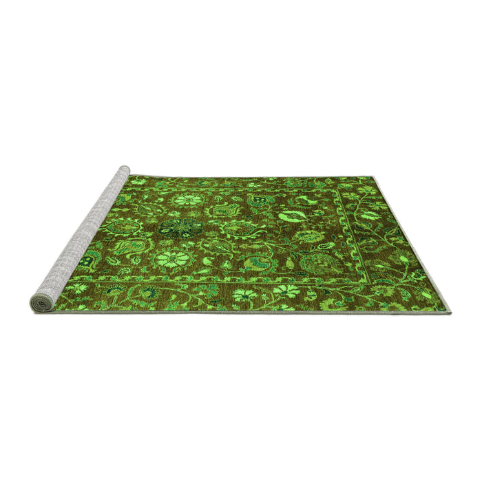 Sideview of Machine Washable Oriental Green Traditional Area Rugs, wshabs3763grn