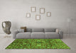 Machine Washable Oriental Green Traditional Area Rugs in a Living Room,, wshabs3763grn