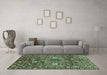 Machine Washable Oriental Turquoise Traditional Area Rugs in a Living Room,, wshabs3763turq