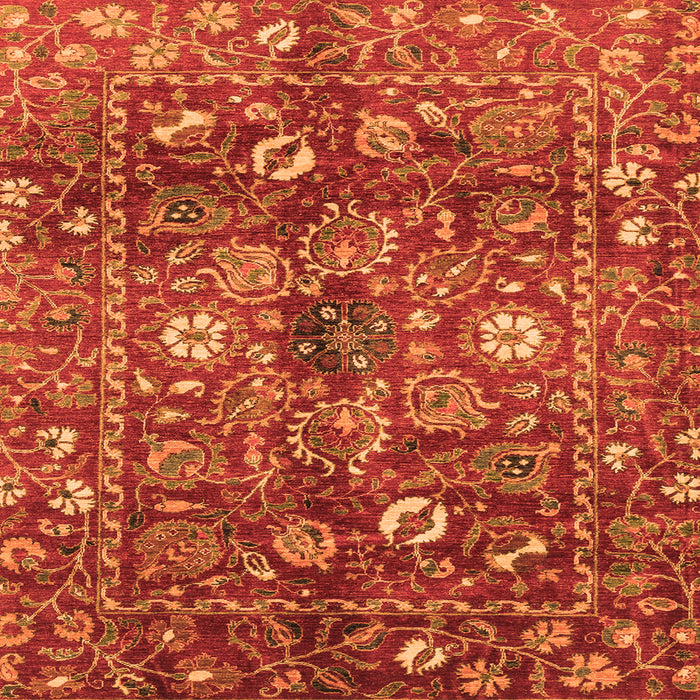 Square Machine Washable Oriental Orange Traditional Area Rugs, wshabs3763org