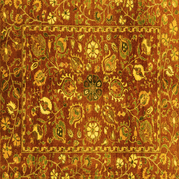 Square Machine Washable Oriental Yellow Traditional Rug, wshabs3763yw