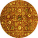 Round Oriental Yellow Traditional Rug, abs3763yw