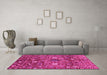 Machine Washable Oriental Pink Traditional Rug in a Living Room, wshabs3763pnk