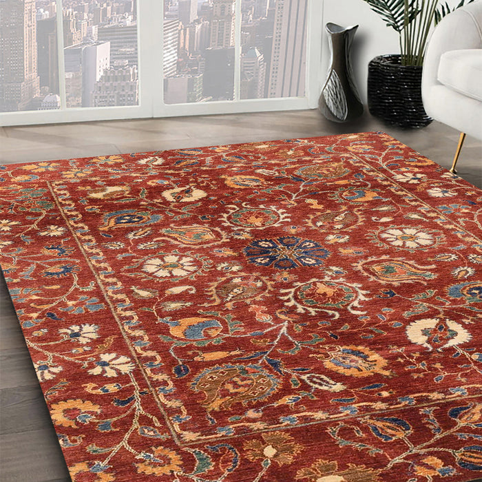 Abstract Red Oriental Rug in Family Room, abs3763