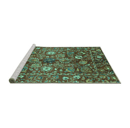 Sideview of Machine Washable Oriental Turquoise Traditional Area Rugs, wshabs3763turq