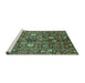 Sideview of Machine Washable Oriental Turquoise Traditional Area Rugs, wshabs3763turq