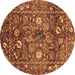 Round Oriental Brown Traditional Rug, abs3763brn