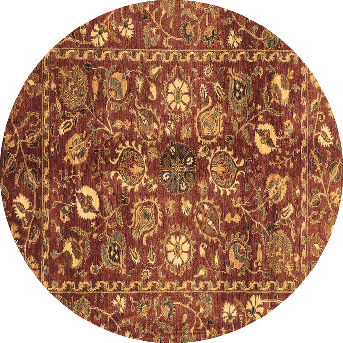 Round Machine Washable Oriental Brown Traditional Rug, wshabs3763brn