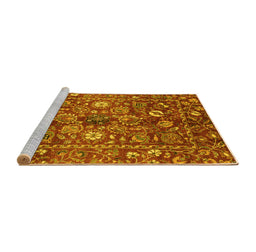 Sideview of Machine Washable Oriental Yellow Traditional Rug, wshabs3763yw
