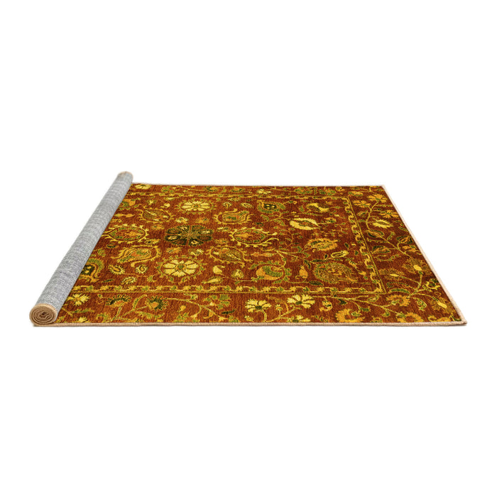 Sideview of Machine Washable Oriental Yellow Traditional Rug, wshabs3763yw