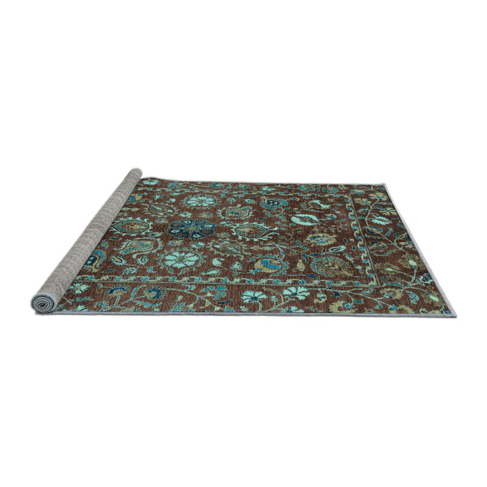 Sideview of Machine Washable Oriental Light Blue Traditional Rug, wshabs3763lblu
