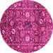 Round Oriental Pink Traditional Rug, abs3763pnk