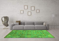 Machine Washable Abstract Green Modern Rug, wshabs3764grn