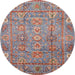 Round Machine Washable Abstract Chestnut Brown Rug, wshabs3764