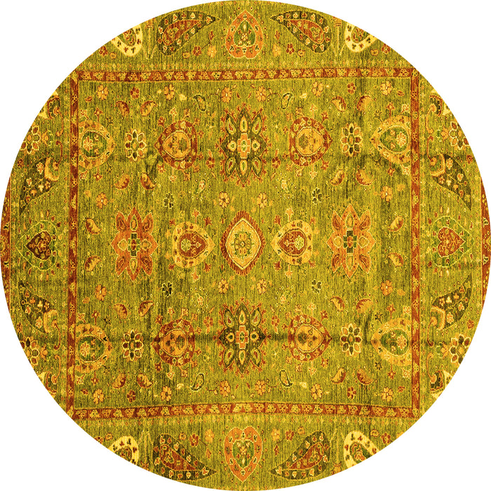 Round Machine Washable Abstract Yellow Modern Rug, wshabs3764yw
