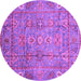 Round Abstract Purple Modern Rug, abs3764pur