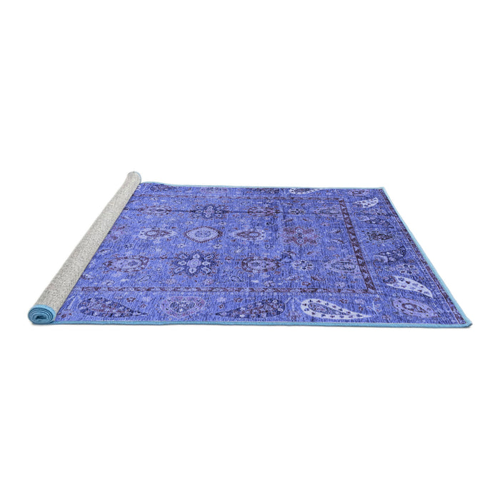 Sideview of Machine Washable Abstract Blue Modern Rug, wshabs3764blu