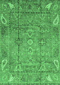 Abstract Emerald Green Modern Rug, abs3764emgrn