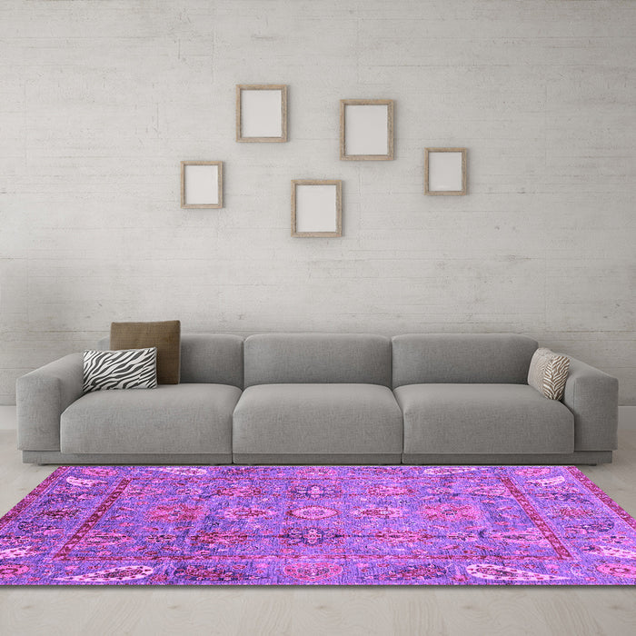 Machine Washable Abstract Purple Modern Area Rugs in a Living Room, wshabs3764pur
