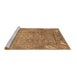 Sideview of Machine Washable Abstract Brown Modern Rug, wshabs3764brn