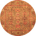 Round Abstract Orange Modern Rug, abs3764org