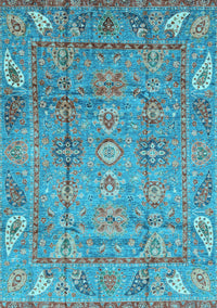 Abstract Light Blue Modern Rug, abs3764lblu