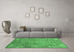 Machine Washable Abstract Emerald Green Modern Area Rugs in a Living Room,, wshabs3764emgrn