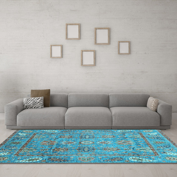 Machine Washable Abstract Light Blue Modern Rug in a Living Room, wshabs3764lblu