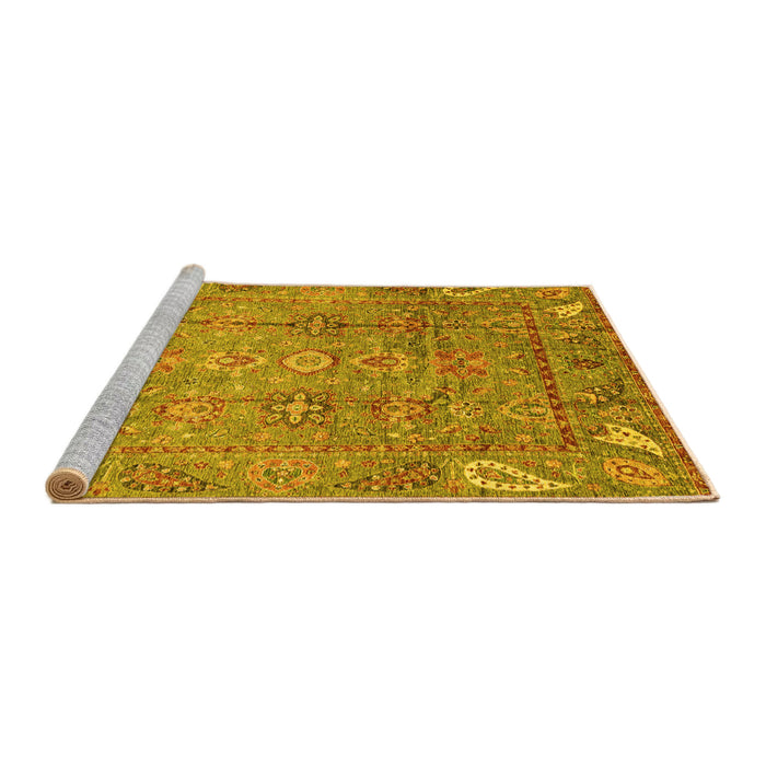 Sideview of Machine Washable Abstract Yellow Modern Rug, wshabs3764yw