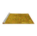 Sideview of Machine Washable Abstract Yellow Modern Rug, wshabs3764yw