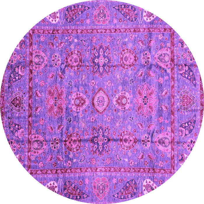 Round Machine Washable Abstract Purple Modern Area Rugs, wshabs3764pur