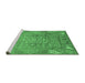 Sideview of Machine Washable Abstract Emerald Green Modern Area Rugs, wshabs3764emgrn