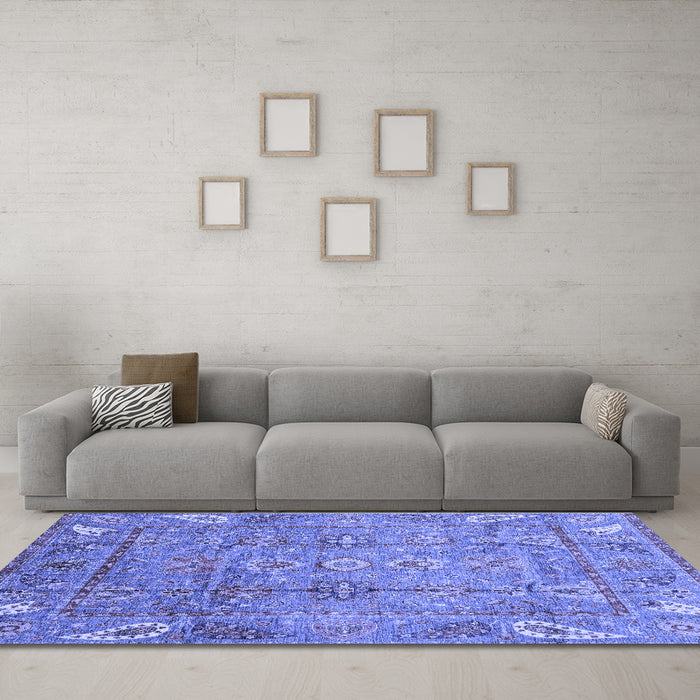 Machine Washable Abstract Blue Modern Rug in a Living Room, wshabs3764blu