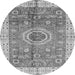 Round Machine Washable Abstract Gray Modern Rug, wshabs3765gry