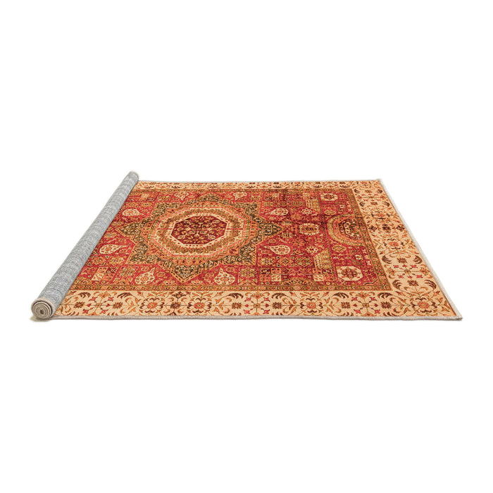 Sideview of Machine Washable Abstract Orange Modern Area Rugs, wshabs3765org