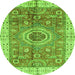 Round Abstract Green Modern Rug, abs3765grn