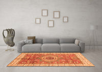 Machine Washable Abstract Orange Modern Rug, wshabs3765org