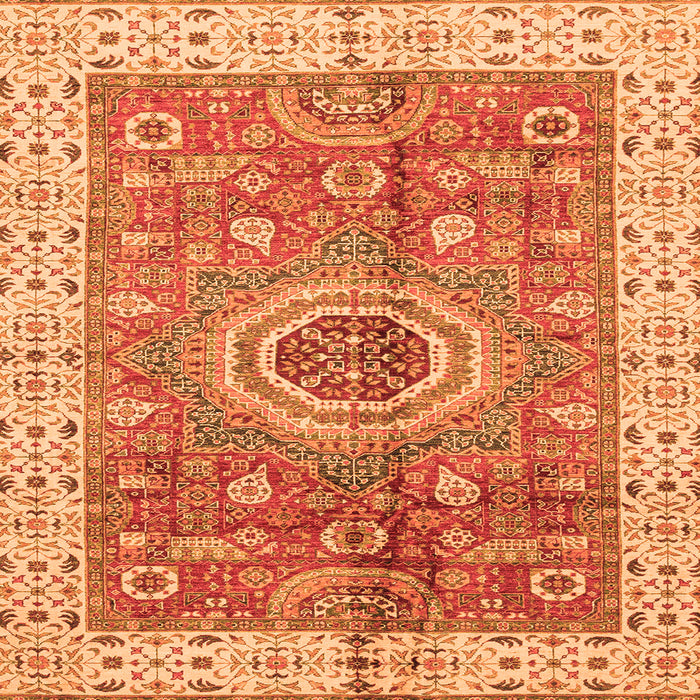 Square Machine Washable Abstract Orange Modern Area Rugs, wshabs3765org