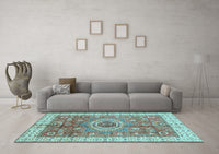 Machine Washable Abstract Light Blue Modern Rug, wshabs3765lblu