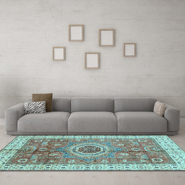 Machine Washable Abstract Light Blue Modern Rug in a Living Room, wshabs3765lblu