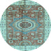 Round Abstract Light Blue Modern Rug, abs3765lblu