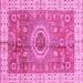 Square Machine Washable Abstract Pink Modern Rug, wshabs3765pnk