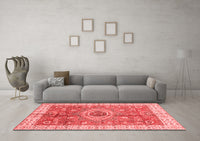 Machine Washable Abstract Red Modern Rug, wshabs3765red