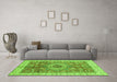 Machine Washable Abstract Green Modern Area Rugs in a Living Room,, wshabs3765grn